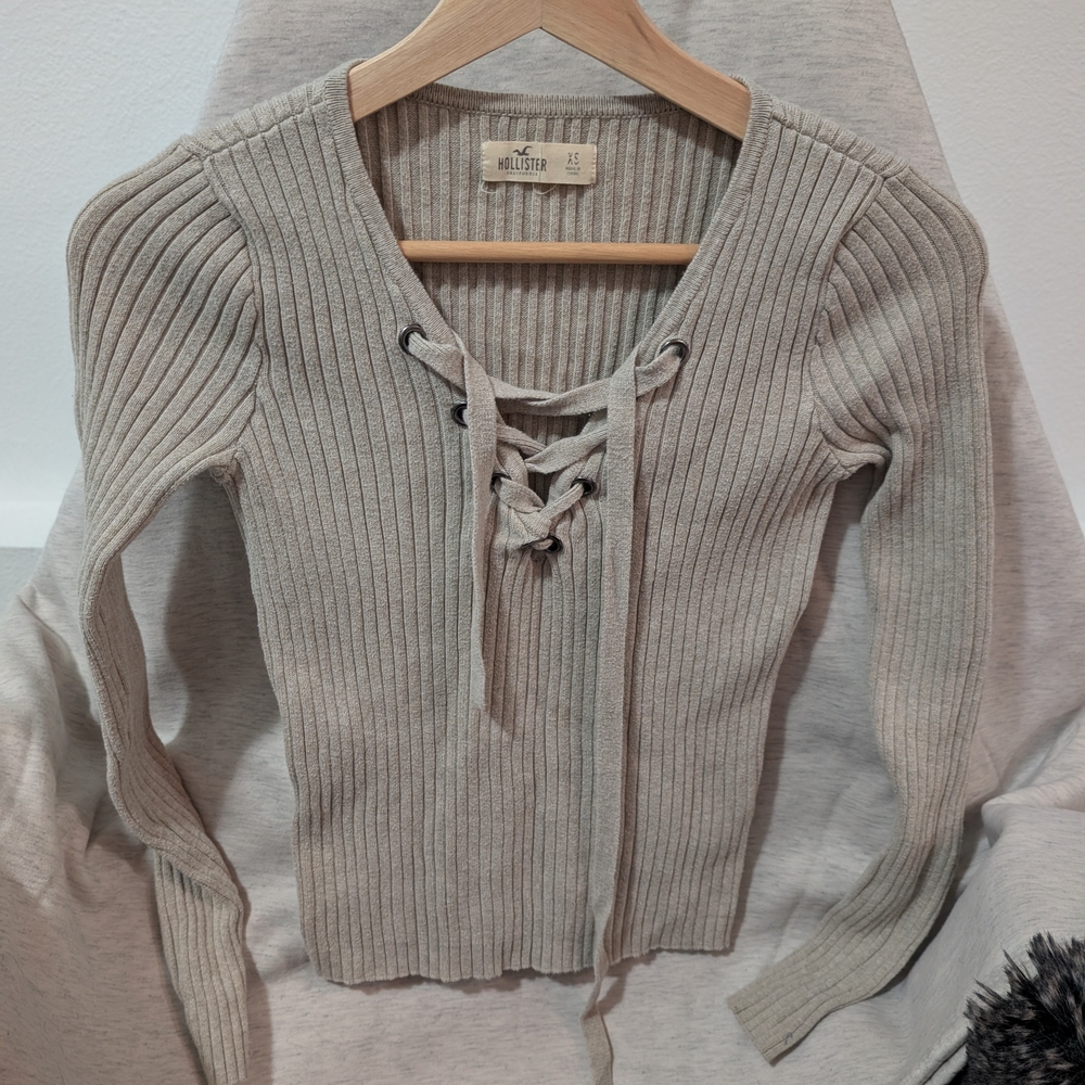 Hollister Ribbed Lace-Up Sweater